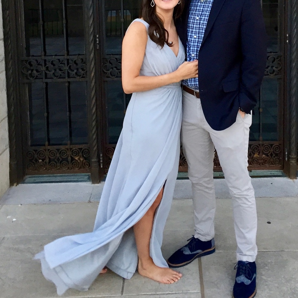 David’s bridal dusty blue bridesmaids dress